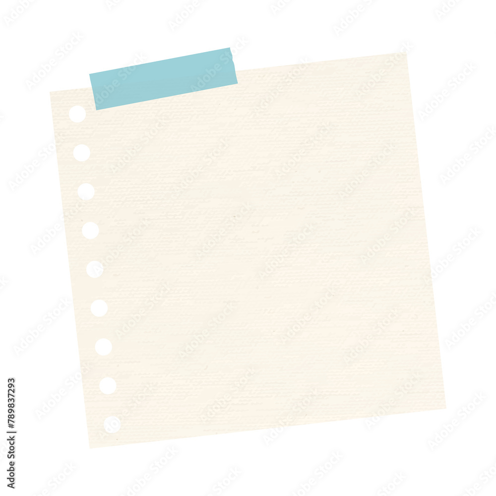 Beige hole punched notepaper journal sticker design element Beige hole punched notepaper journal sticker design element