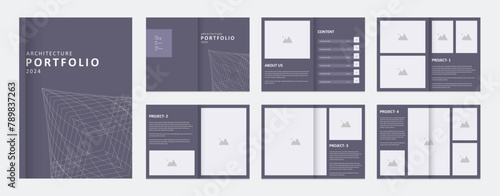 Architecture portfolio presentation, architecture portfolio layout design template for print, a4 size booklet template for architecture and interior design.	