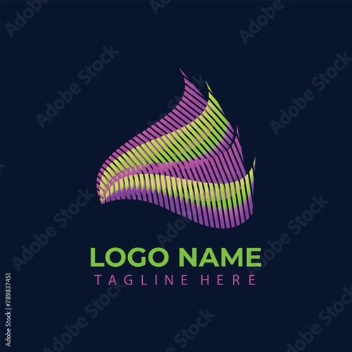 Purple and green vector aurora logo