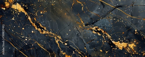 Rich marbled textures with gold veins running through dark stone