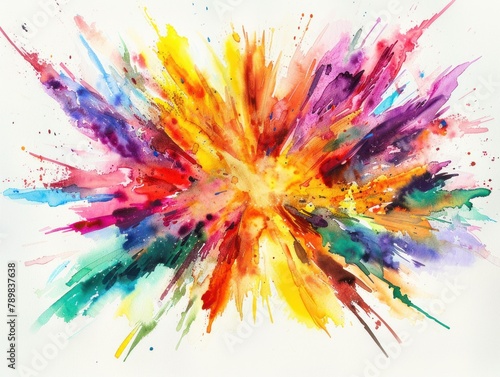 Energetic abstract watercolor explosions in vibrant colors