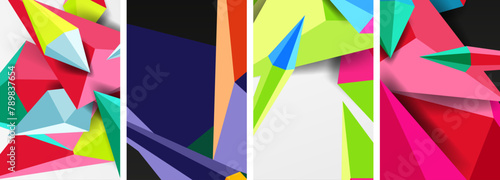 Set of triangle geometric low poly 3d shapes posters © antishock