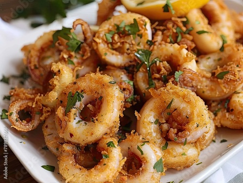 Fried squid with garlic is a delectable seafood dish bursting with flavor! It's crispy on the outside and tender on the inside, with a delightful garlic aroma. Related tags: Seafood, Garlic,