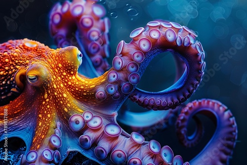 Writhing tentacles of vibrant hues swaying gently in the oceans currents , high resulution,clean sharp focus
