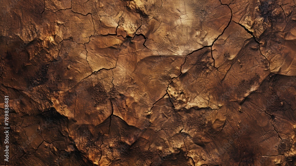 An organic texture background mimicking cracked earth with a palette of desert browns and deep shadows