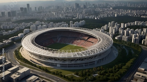 Landscape of New national stadium for Tokyo Olympic in Japan.generative.ai photo