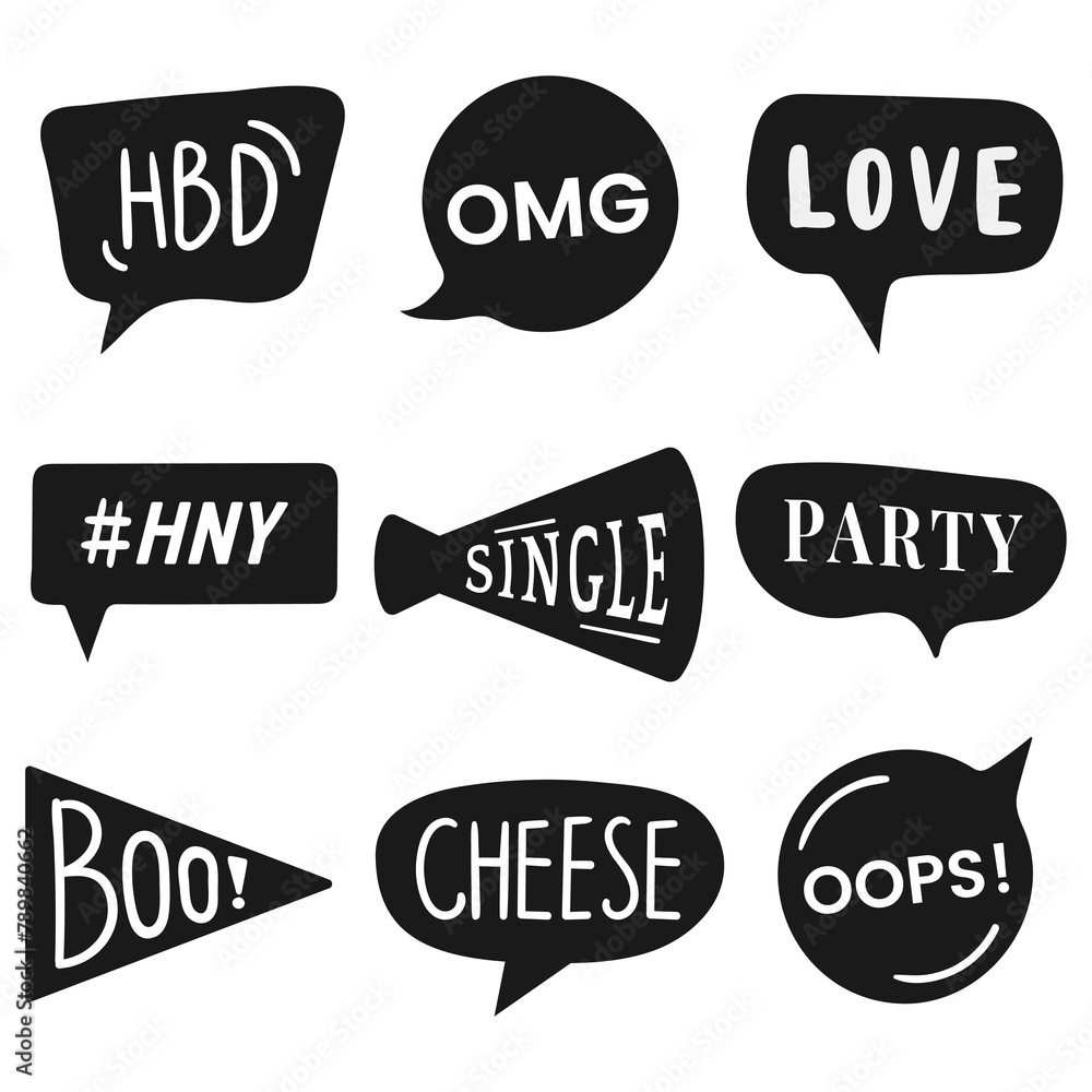 Word expressions set design element set transparent png Word expressions set design element set transparent png
