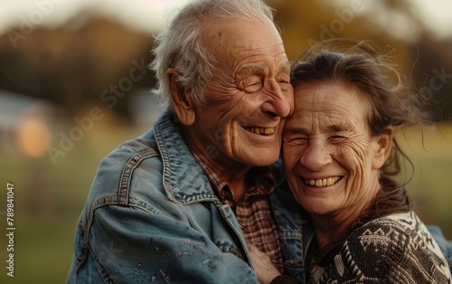 Eternal Love: Elderly Couple Radiates Joy in Outdoor Portrait
