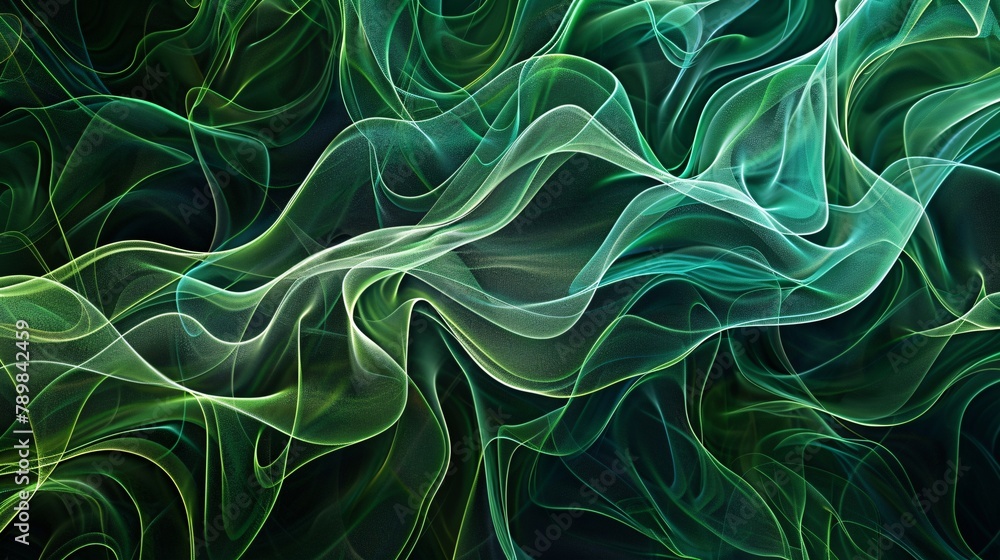 an artistic wallpaper featuring abstract, organic green lines, exuding natural beauty and creativity