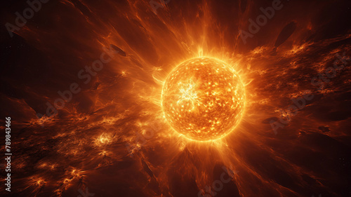 Exploding and burning planet 3D scene picture 