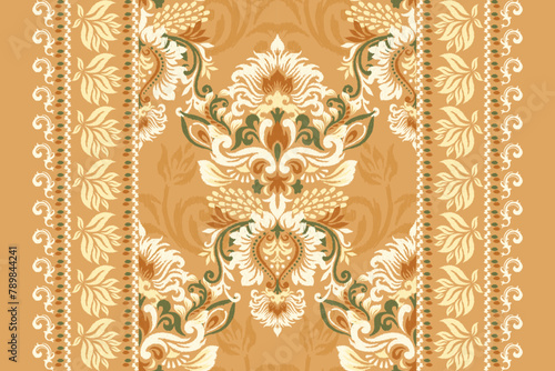 Ikat pattern on orange background vector illustration