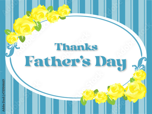 Thanks Father’s Day 父の日ストライプ模様と黄色バラ
