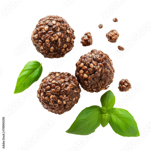 Tasty Bururi Basil Buckwheat Bites Isolated On White Background  photo