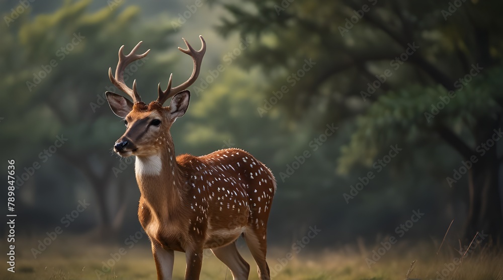 Naklejka premium Spotted deer with natural background.generative.ai