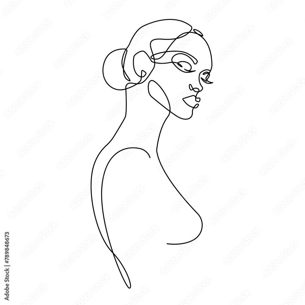 Abstract Woman Face Line Art Drawing. Female Silhouette Minimal Illustration. Woman Head Trendy Line Art Drawing for Wall Decor, Fashion Minimal Print, Poster, Social Media. Beauty Logo. Vector EPS 10 Abstract Woman Face Line Art Drawing. Female Silhouette Minimal Illustration. Woman Head Trendy Line Art Drawing for Wall Decor, Fashion Minimal Print, Poster, Social Media. Beauty Logo. Vector EPS 10