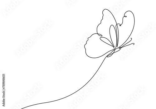 Butterfly Flying Line Art Drawing. Butterfly Line Art Illustration for Minimal Trendy Contemporary Design. Perfect for Wall Art, Prints, Social Media, Posters, Invitations, Branding Design. Vector