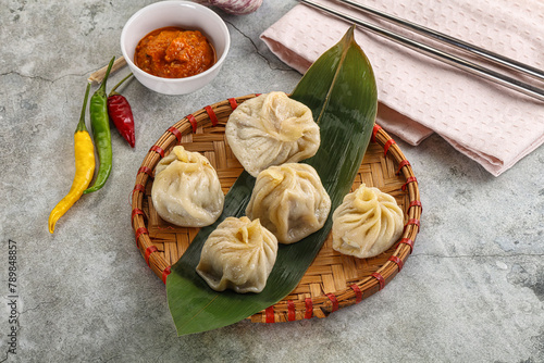 Chinese traditional steamed dumpligs momo