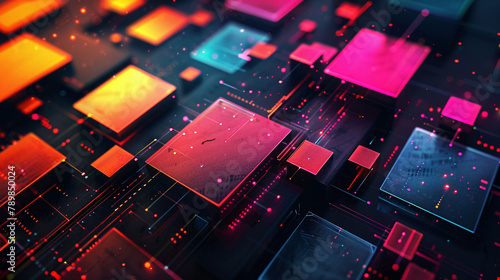 Abstract geometric gradient glowing texture 3D rendering, creative 3D pattern wallpaper illustration