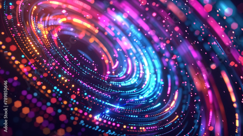 Glowing big data on a colorful circle background. 3d illustratio photo