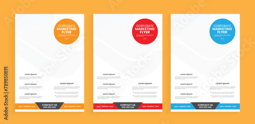 Marketing a4 flier design template. Vector flyer design handout layout. Corporate leaflet planning design. Cover page editable poster, report template.