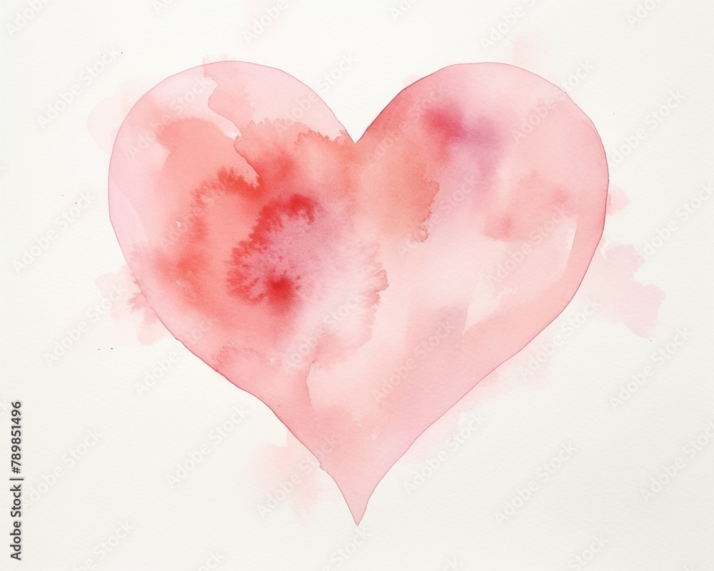 Heart  Gentle pink heart, subtle watercolor, white space , soft color