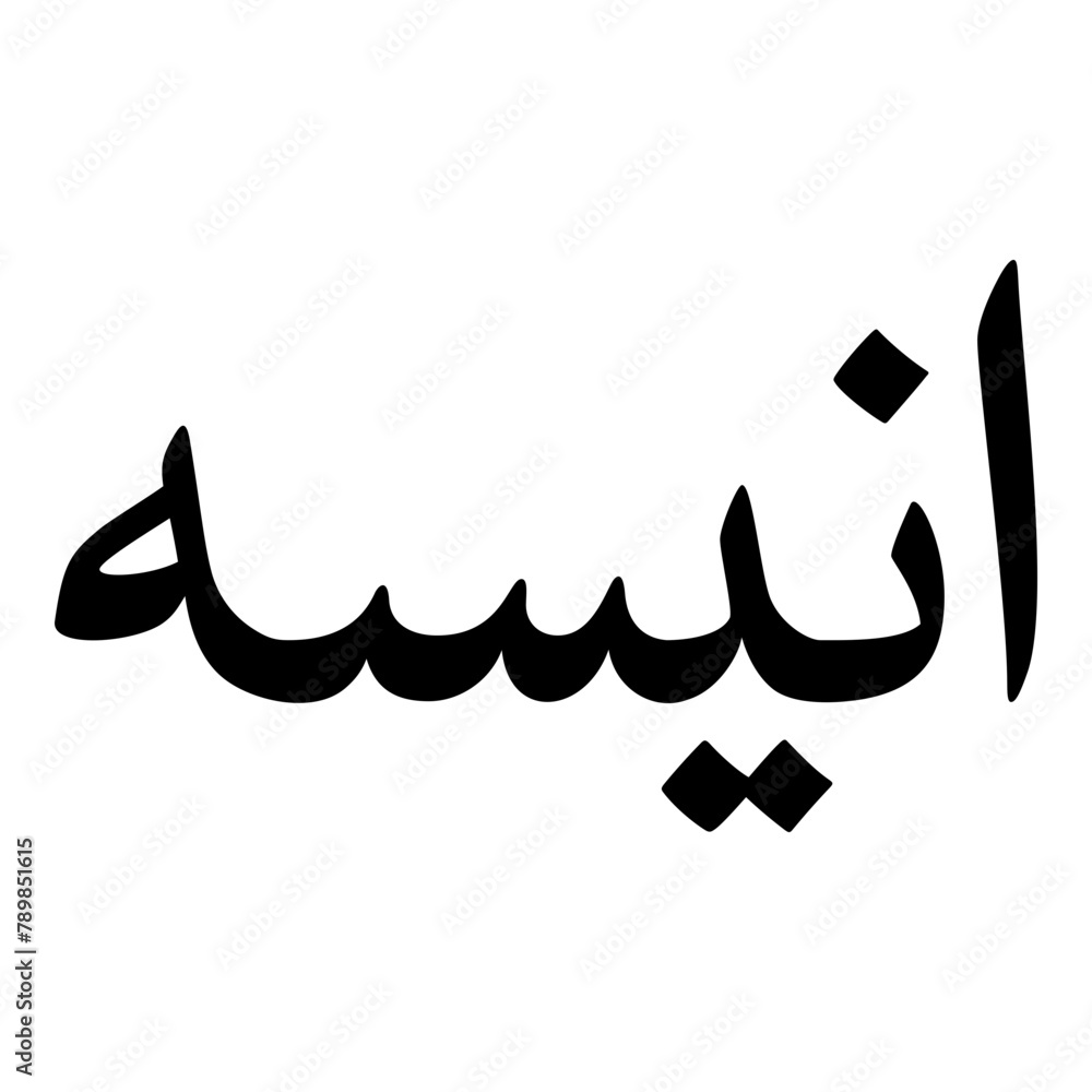 Fototapeta premium Anissa Muslim Girls Name Naskh Font Arabic Calligraphy