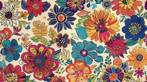 Flowers Pattern Doodle Style Drawing Texture Wallpaper Background