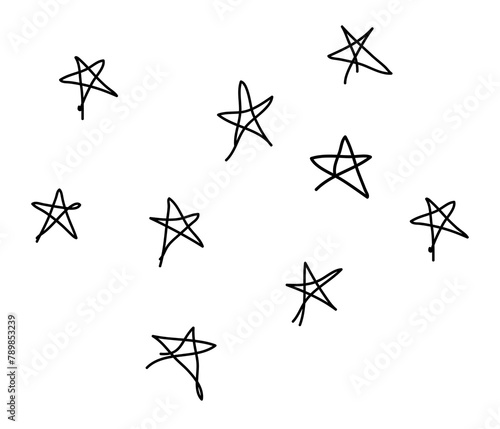 Stars png doodle sticker  ink element