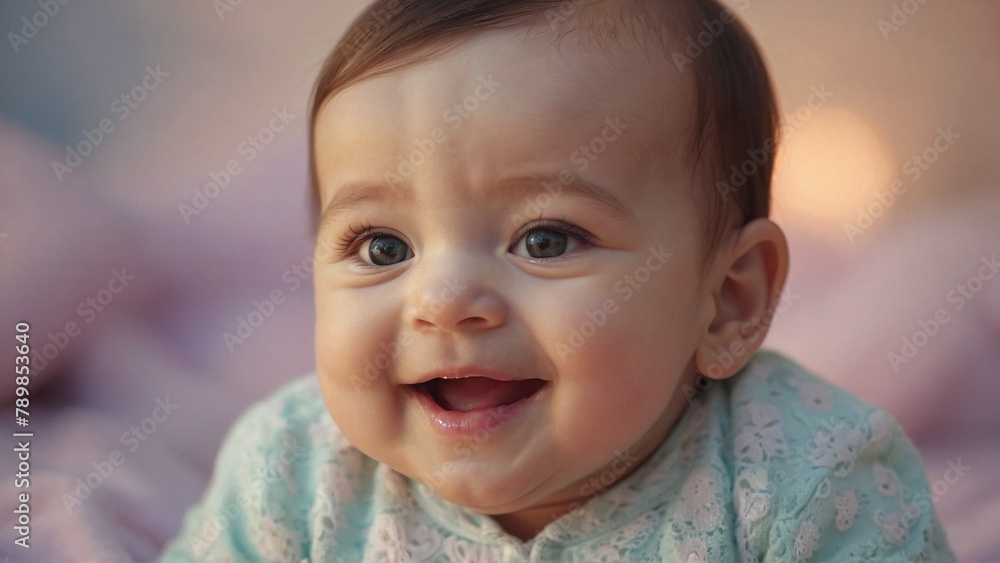 Portrait of a little child, cute baby smiling on the camera. Close view. Portrait of a little child, cute baby smiling on the camera. Close view.