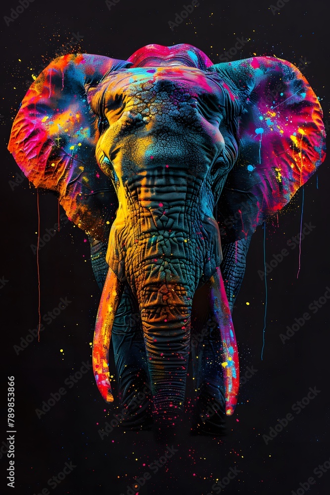 Obraz premium a rasta elephant with neon colors