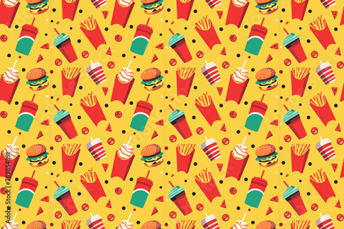 Colorful fast food and condiments seamless pattern © BetterPhoto