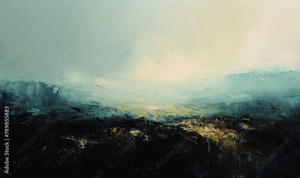 Tempestuous Seas: Abstract Acrylic Painting of a Stormy Ocean