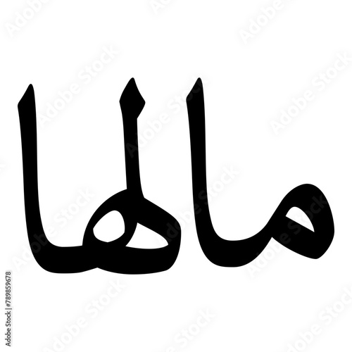 Malaha Muslim Girls Name Naskh Font Arabic Calligraphy photo