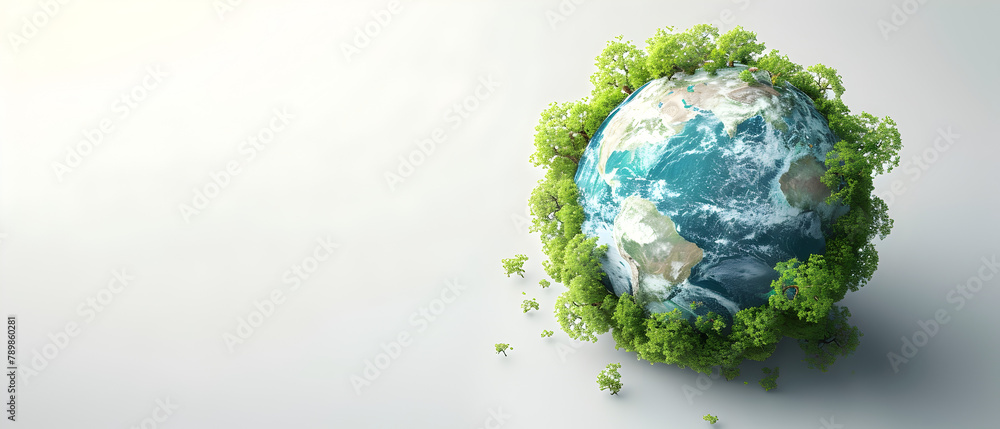 Fototapeta premium Ecology and nature protection concept. Green tree growing from planet earth.