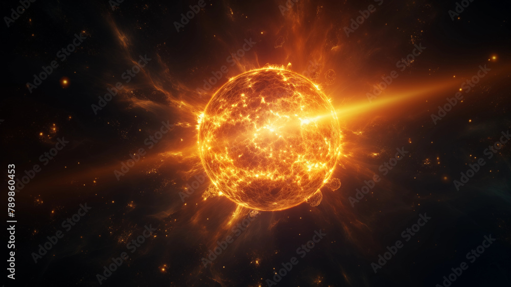 Obraz premium Exploding and burning planet 3D scene picture 