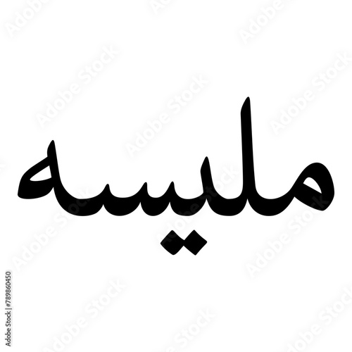 Melissa Muslim Girls Name Naskh Font Arabic Calligraphy