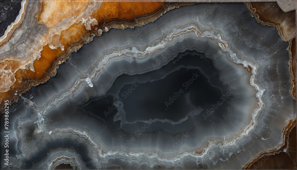 Fototapeta premium shiny gray agate gemstone crystal close-up texture background from Generative AI