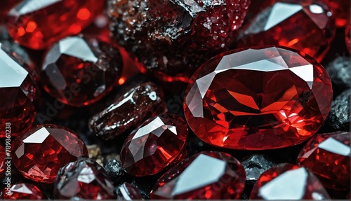 shiny garnet gemstone crystal close-up texture background from Generative AI