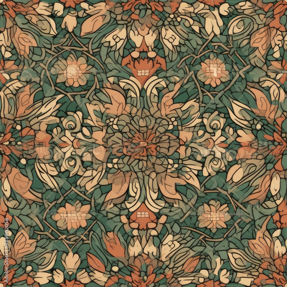 Seamless medieval pattern, ornament, texture, background.