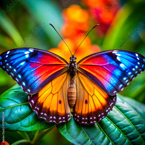 Butterfly on flower and beauty background