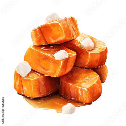 Tasty Candied Yams Sweet Potatoes Isolated On White Background  photo