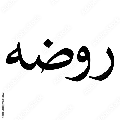 Rawda Muslim Girls Name Naskh Font Arabic Calligraphy photo