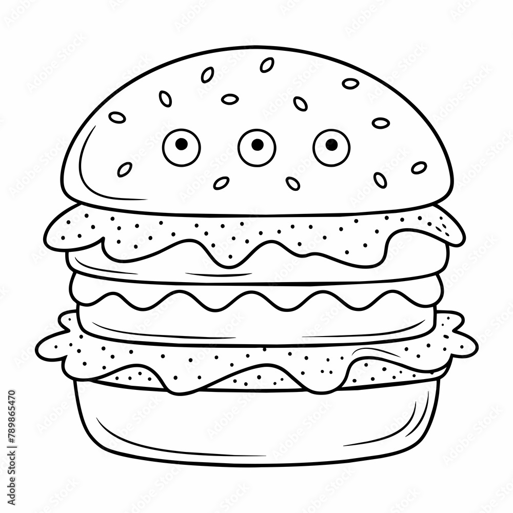 Hand drawn illustration of a hamburger Vector Illustration Hand drawn illustration of a hamburger Vector Illustration