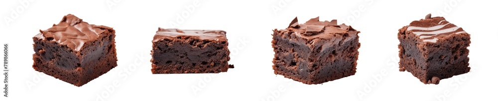 set of brownies chocolate cake isolated on transparent background set of brownies chocolate cake isolated on transparent background