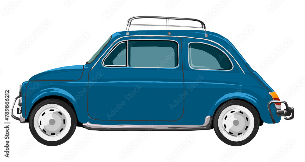 Old blue car png, diary sticker, transparent background