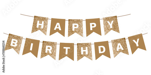 Photography Png happy birthday banner sticker, gold design