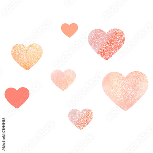 Png pink glitter hearts clipart, celebration sticker design