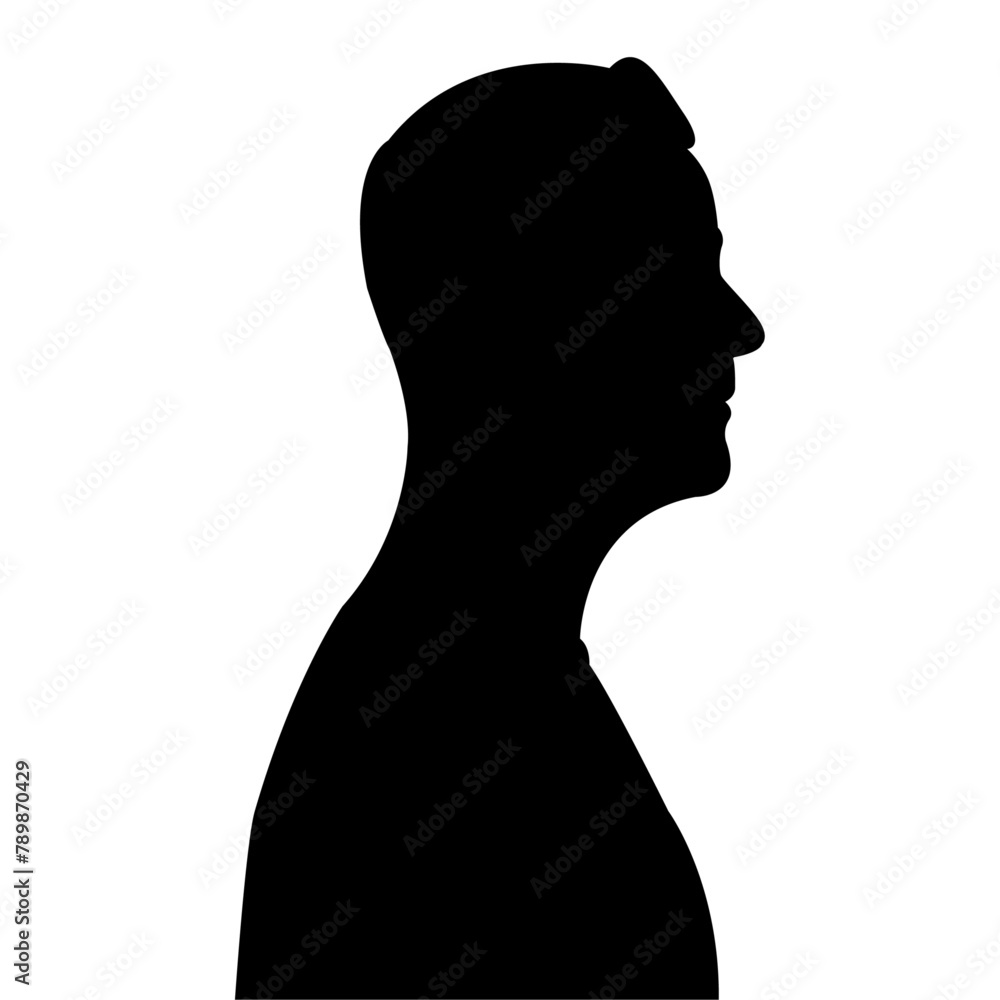 Person Silhouette side face, isolated on transparent.