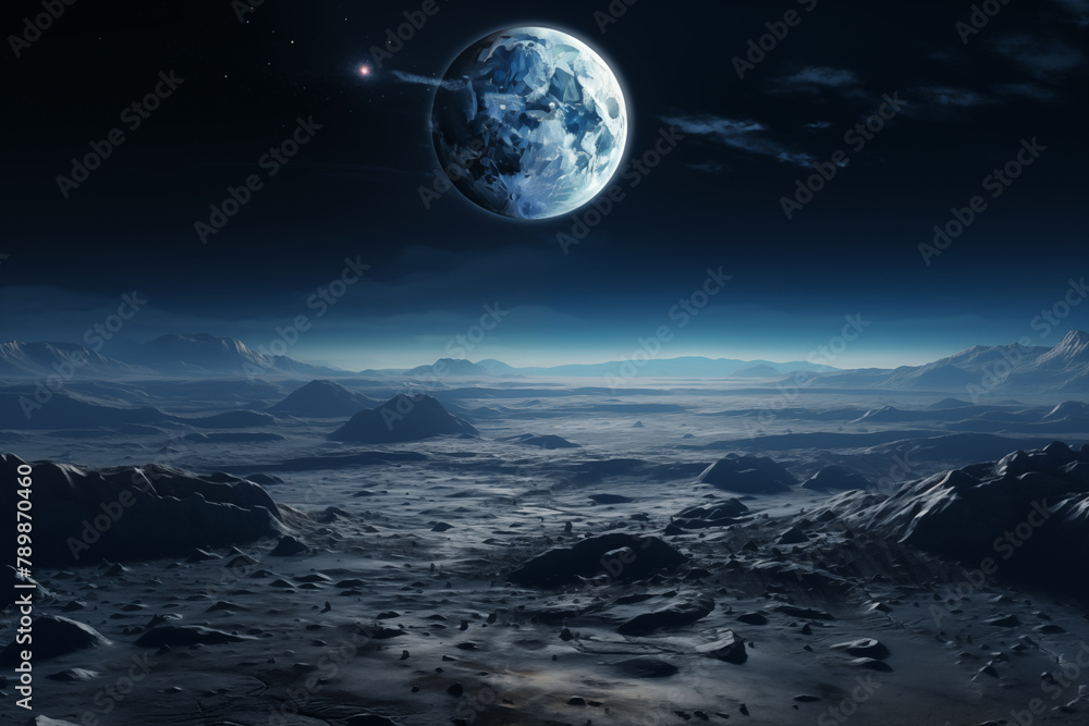 Lunar surface space landscape realistic