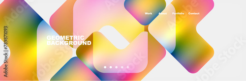 Vibrant colors like magenta and electric blue blend on a white background in a symmetrical pattern of geometric shapes, circles, and petals in a closeup view